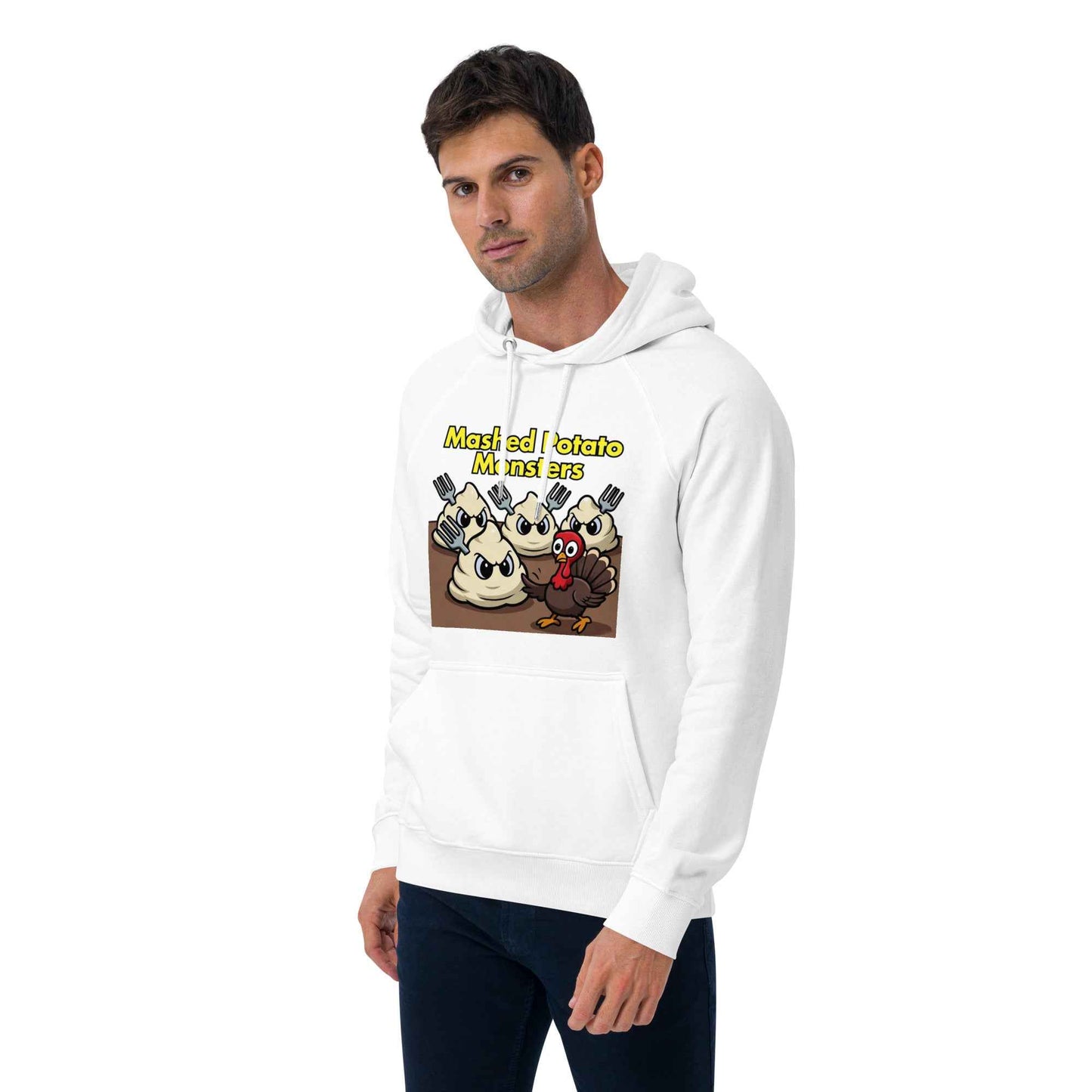 Mashed Potato Monsters Unisex eco raglan hoodie