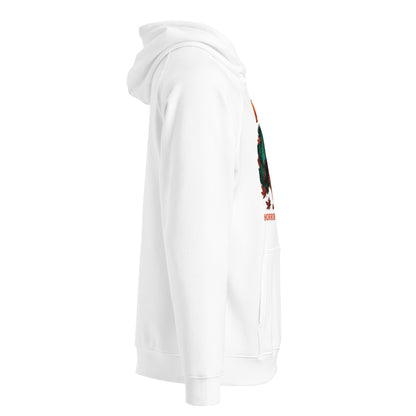 Maple Leaf Maniacs Unisex eco raglan hoodie  from Rare Plus Apparel – unique movie & pop culture inspired design.
