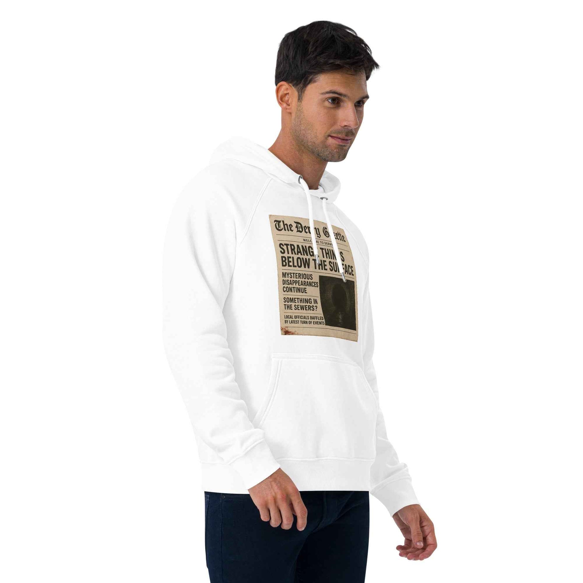 The Derry Gazette “Strange Things Below the Surface” Unisex eco raglan hoodie