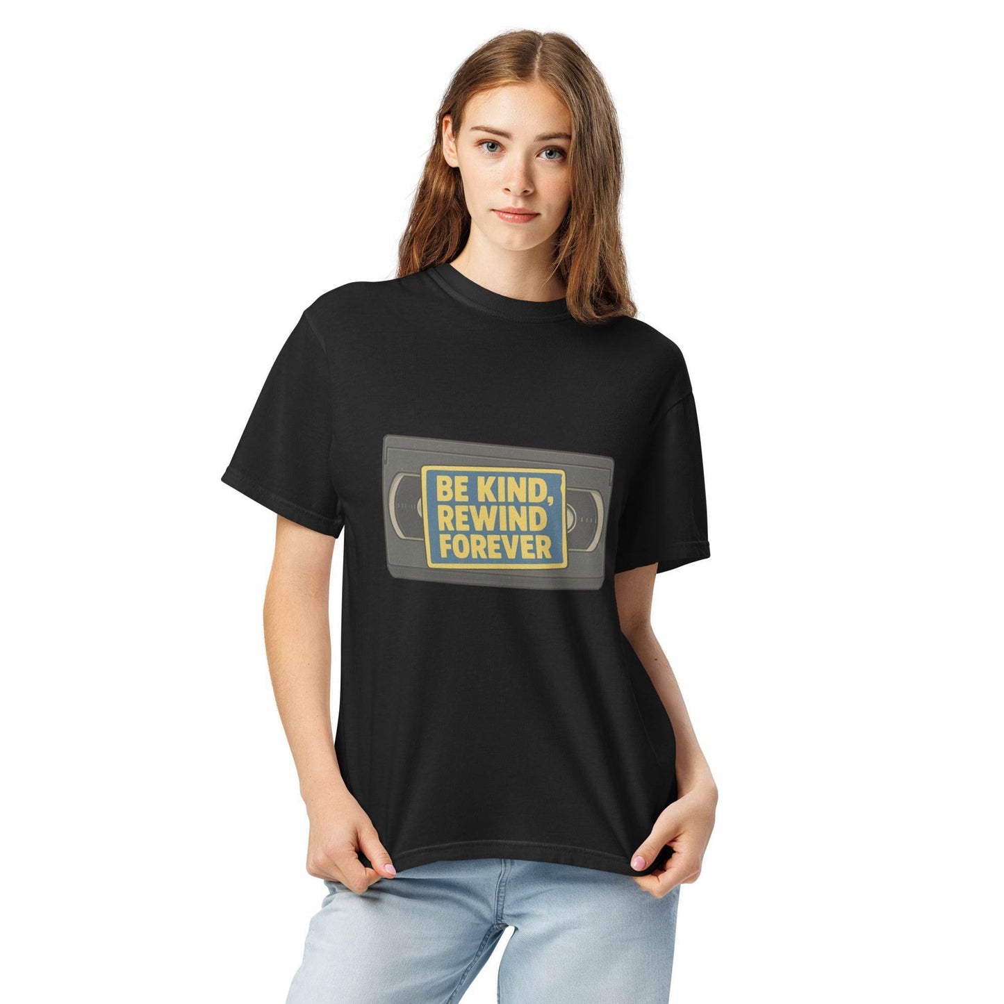 Be Kind, Rewind Forever Unisex garment-dyed heavyweight t-shirt  from Rare Plus Apparel – unique movie & pop culture inspired design.