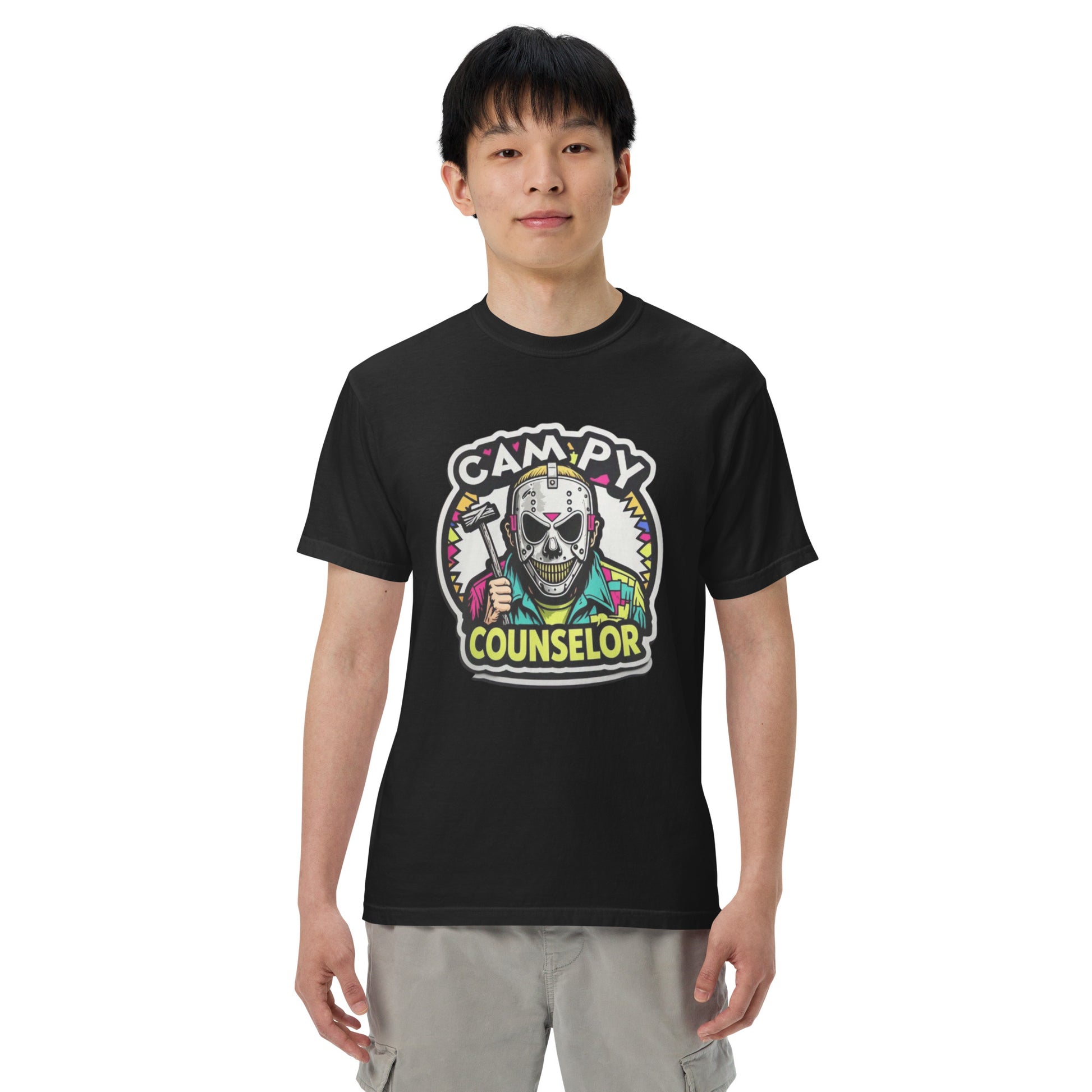 Campy Counselor Unisex garment-dyed heavyweight t-shirt  from Rare Plus Apparel – unique movie & pop culture inspired design.