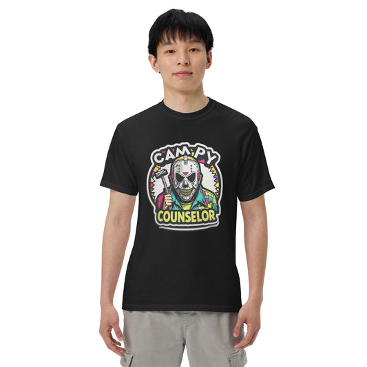 Campy Counselor Unisex garment-dyed heavyweight t-shirt  from Rare Plus Apparel – unique movie & pop culture inspired design.