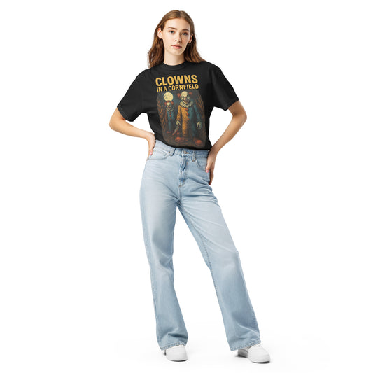 Clowns in a Cornfield Unisex garment-dyed heavyweight t-shirt  from Rare Plus Apparel – unique movie & pop culture inspired design.