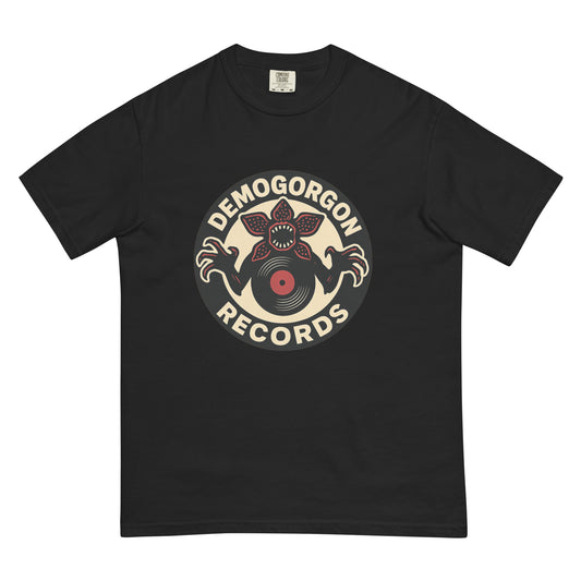 Demogorgon Records Unisex garment-dyed heavyweight t-shirt  from Rare Plus Apparel – unique movie & pop culture inspired design.