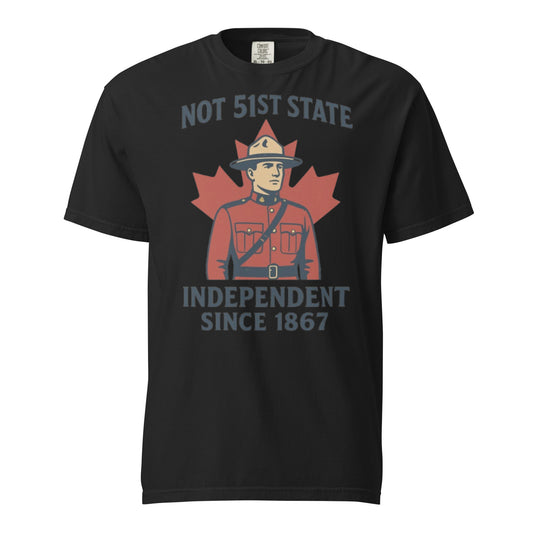 Not 51st State Mountie Unisex garment-dyed heavyweight t-shirt  from Rare Plus Apparel – unique movie & pop culture inspired design.
