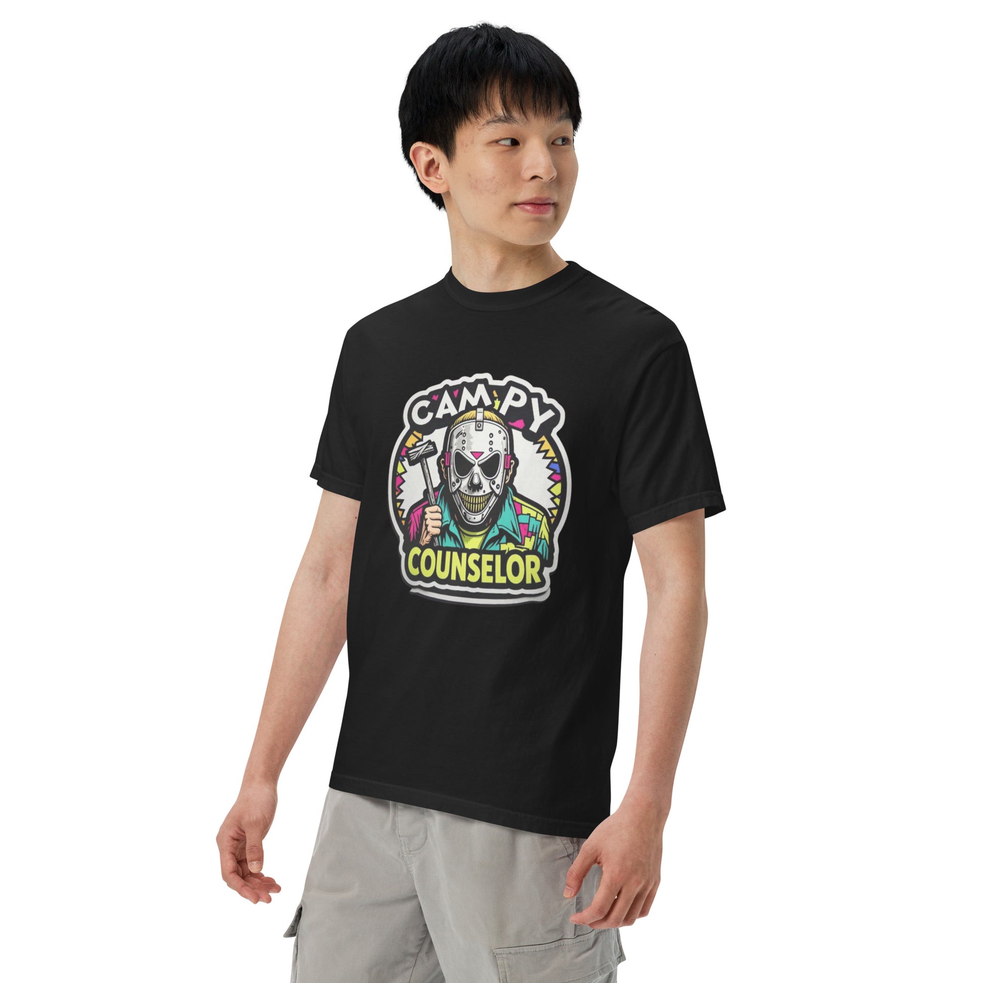 Campy Counselor Unisex garment-dyed heavyweight t-shirt  from Rare Plus Apparel – unique movie & pop culture inspired design.