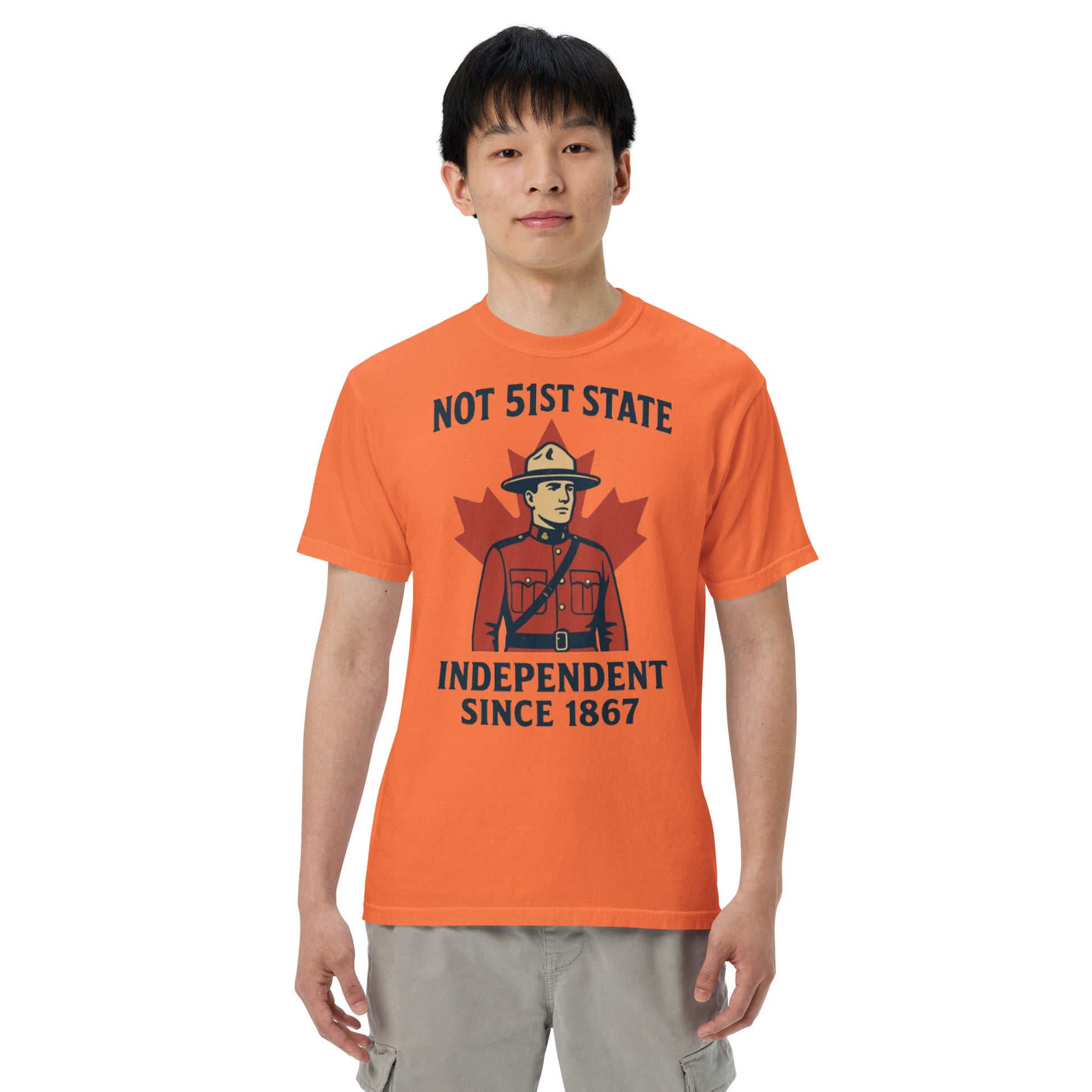 Not 51st State Mountie Unisex garment-dyed heavyweight t-shirt  from Rare Plus Apparel – unique movie & pop culture inspired design.