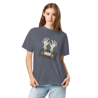 Cursed Media Unisex garment-dyed heavyweight t-shirt  from Rare Plus Apparel – unique movie & pop culture inspired design.