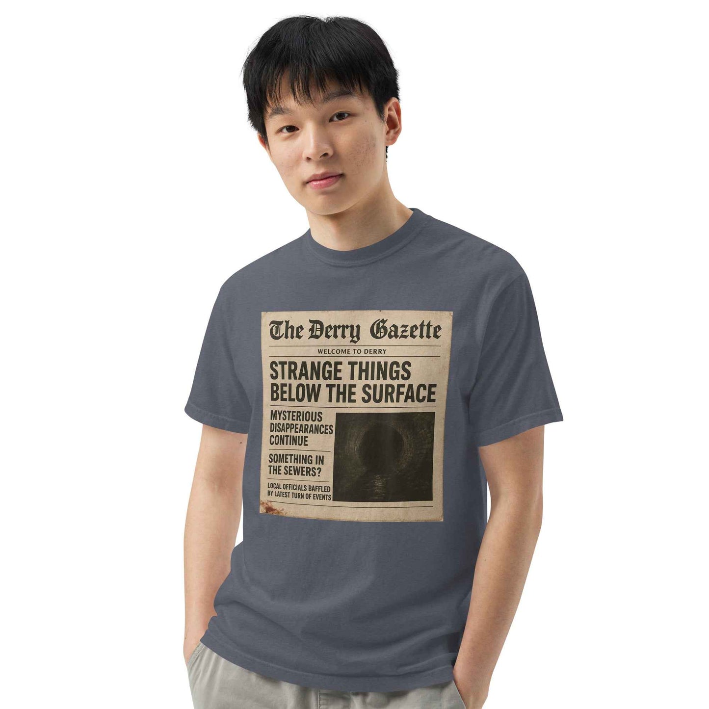 The Derry Gazette “Strange Things Below the Surface” Unisex garment-dyed heavyweight t-shirt