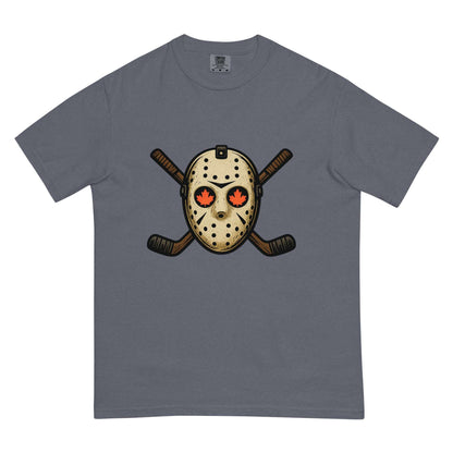 Hockey Mask Haunt Unisex garment-dyed heavyweight t-shirt  from Rare Plus Apparel – unique movie & pop culture inspired design.