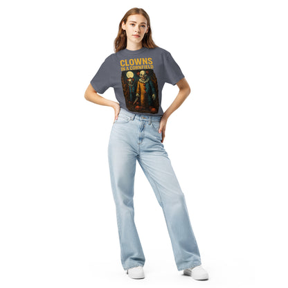 Clowns in a Cornfield Unisex garment-dyed heavyweight t-shirt  from Rare Plus Apparel – unique movie & pop culture inspired design.