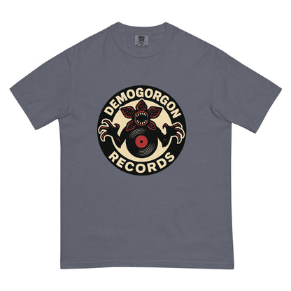Demogorgon Records Unisex garment-dyed heavyweight t-shirt  from Rare Plus Apparel – unique movie & pop culture inspired design.