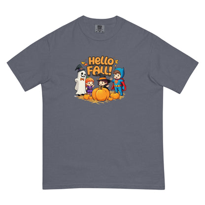 Hello Fall Unisex garment-dyed heavyweight t-shirtx  from Rare Plus Apparel – unique movie & pop culture inspired design.