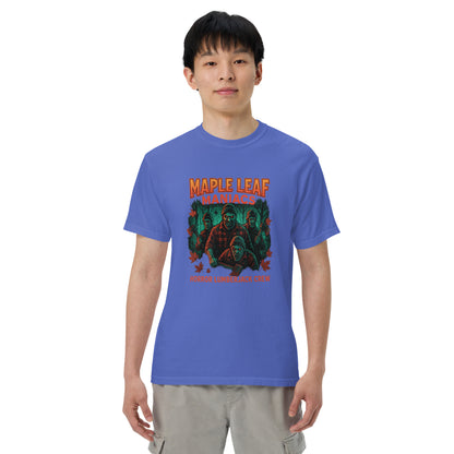 Maple Leaf Maniacs Horror Lumberjack Crew Unisex garment-dyed heavyweight t-shirt  from Rare Plus Apparel – unique movie & pop culture inspired design.