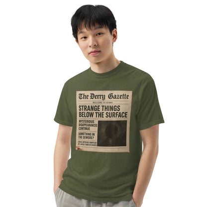 The Derry Gazette “Strange Things Below the Surface” Unisex garment-dyed heavyweight t-shirt