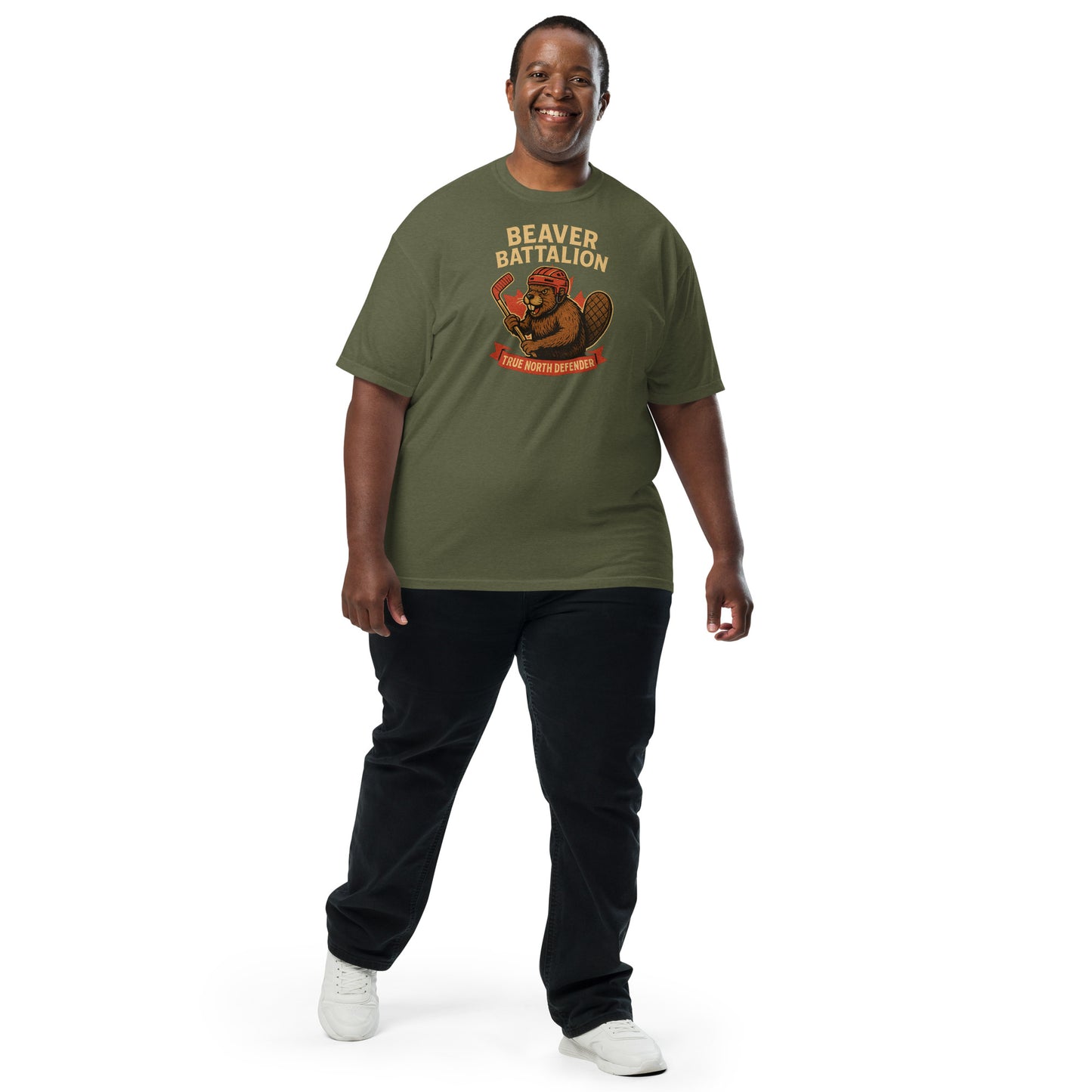 Beaver Battalion – True North Defender Unisex garment-dyed heavyweight t-shirt  from Rare Plus Apparel – unique movie & pop culture inspired design.