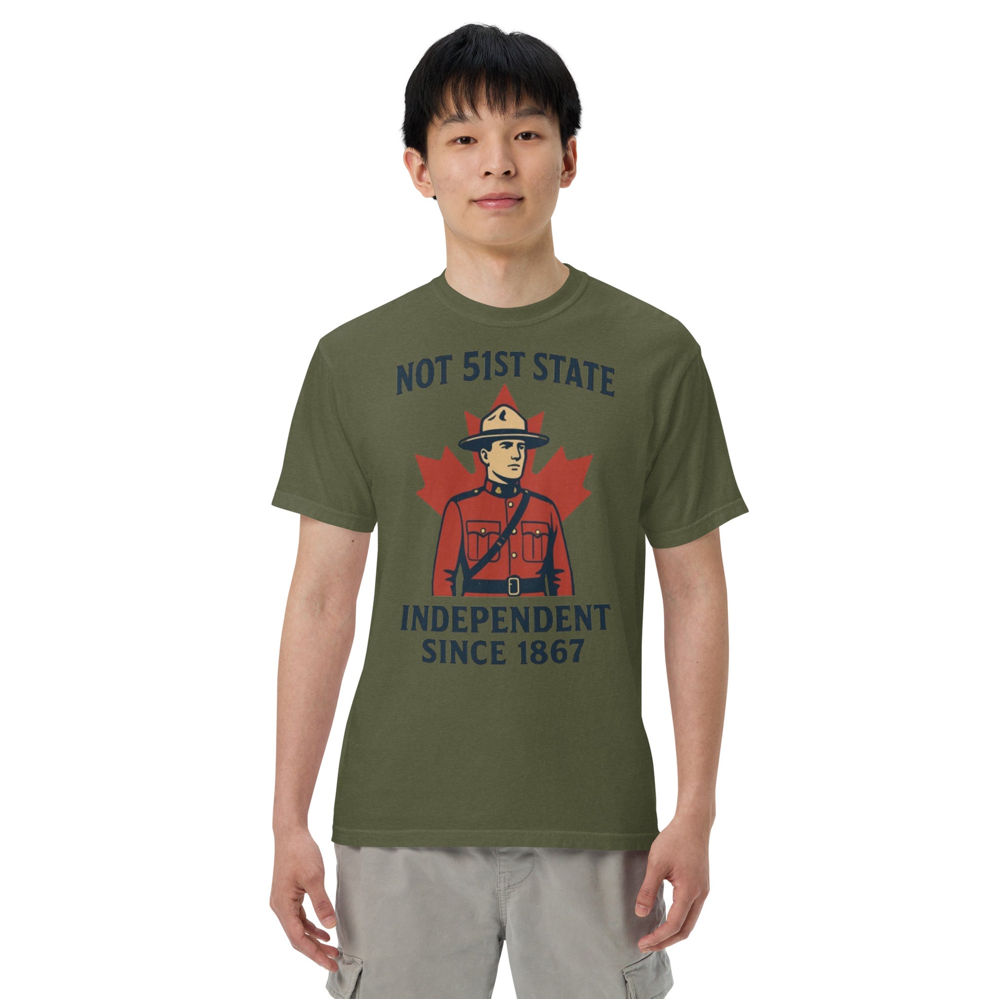 Not 51st State Mountie Unisex garment-dyed heavyweight t-shirt  from Rare Plus Apparel – unique movie & pop culture inspired design.