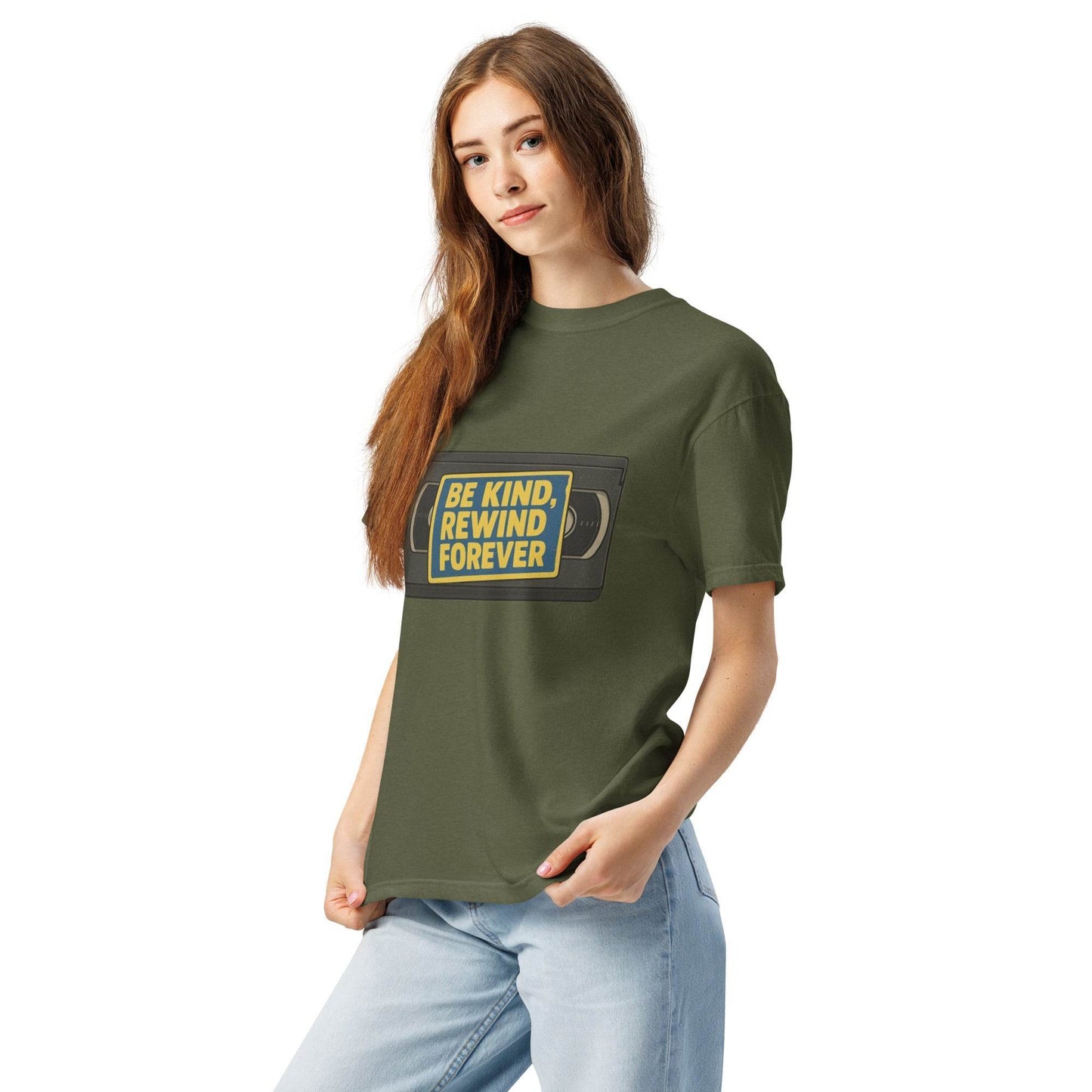 Be Kind, Rewind Forever Unisex garment-dyed heavyweight t-shirt  from Rare Plus Apparel – unique movie & pop culture inspired design.