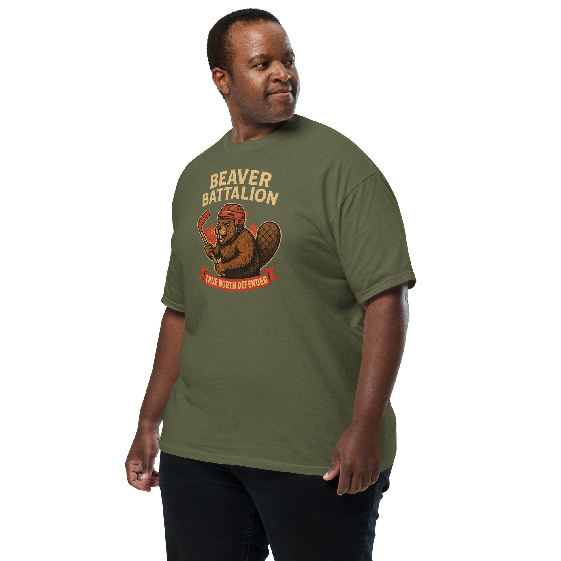 Beaver Battalion – True North Defender Unisex garment-dyed heavyweight t-shirt  from Rare Plus Apparel – unique movie & pop culture inspired design.