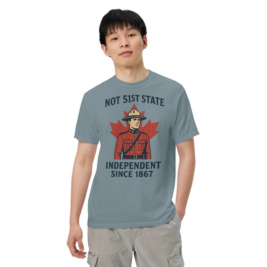 Not 51st State Mountie Unisex garment-dyed heavyweight t-shirt  from Rare Plus Apparel – unique movie & pop culture inspired design.