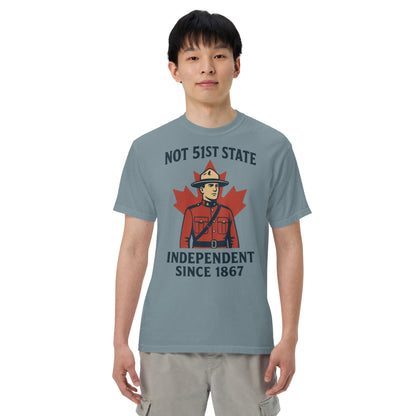 Not 51st State Mountie Unisex garment-dyed heavyweight t-shirt  from Rare Plus Apparel – unique movie & pop culture inspired design.
