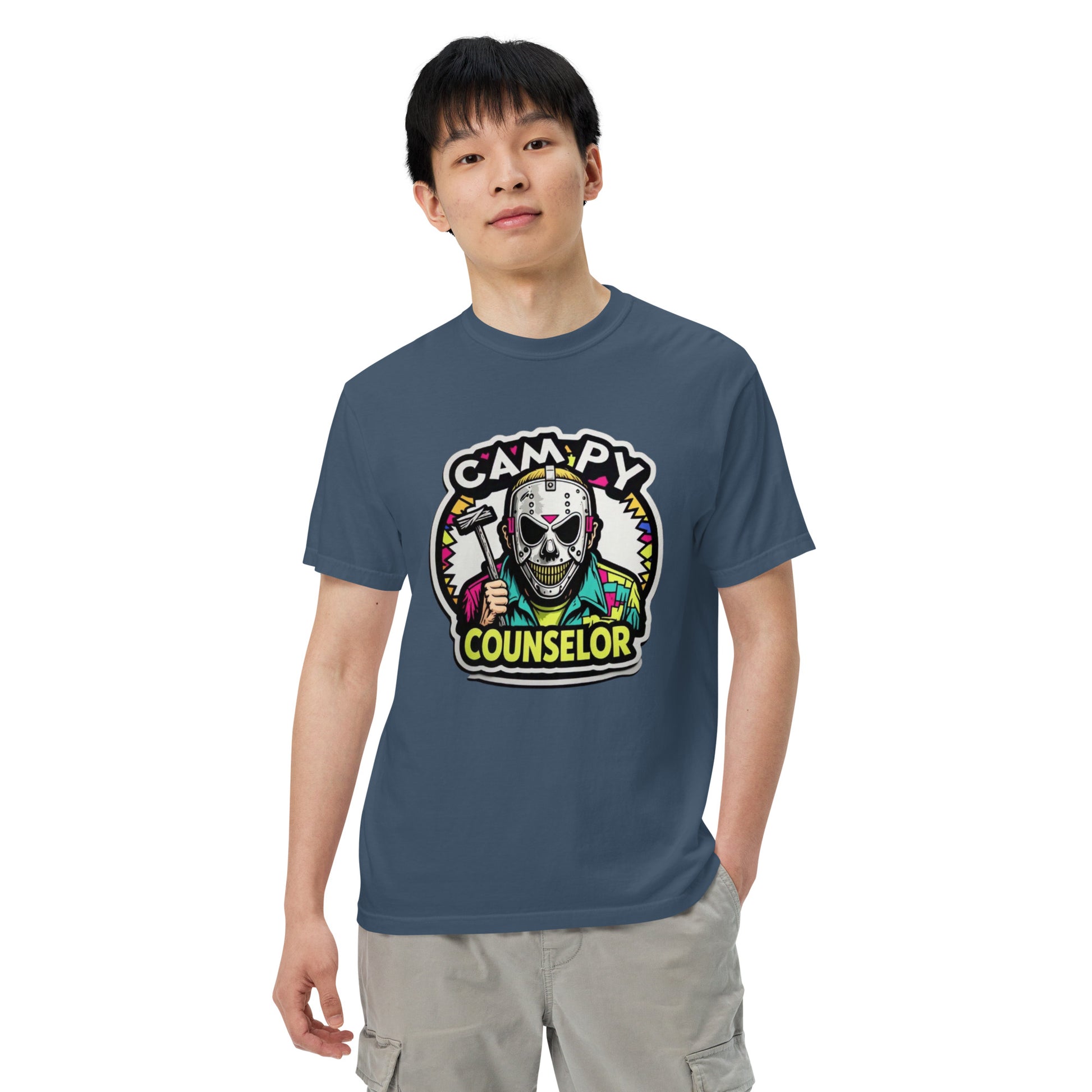 Campy Counselor Unisex garment-dyed heavyweight t-shirt  from Rare Plus Apparel – unique movie & pop culture inspired design.