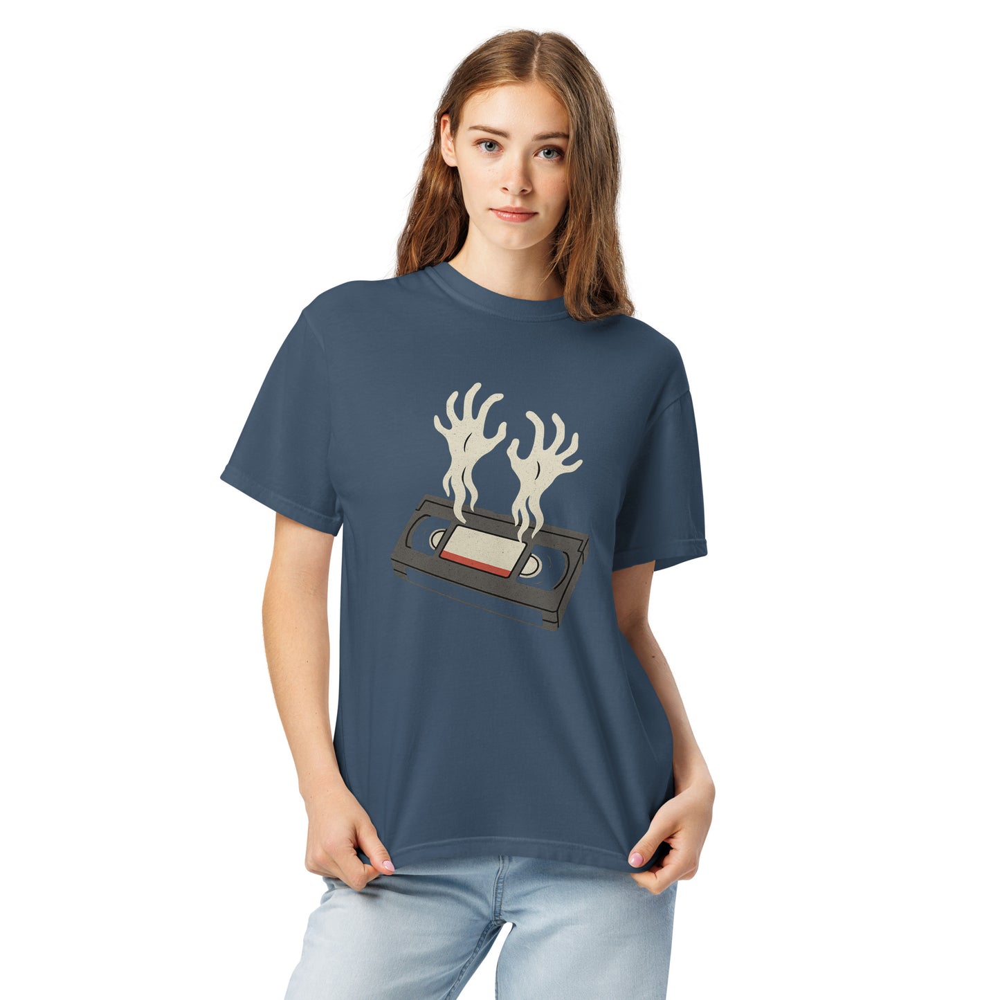 Cursed Media Unisex garment-dyed heavyweight t-shirt  from Rare Plus Apparel – unique movie & pop culture inspired design.