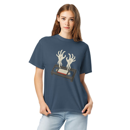 Cursed Media Unisex garment-dyed heavyweight t-shirt  from Rare Plus Apparel – unique movie & pop culture inspired design.
