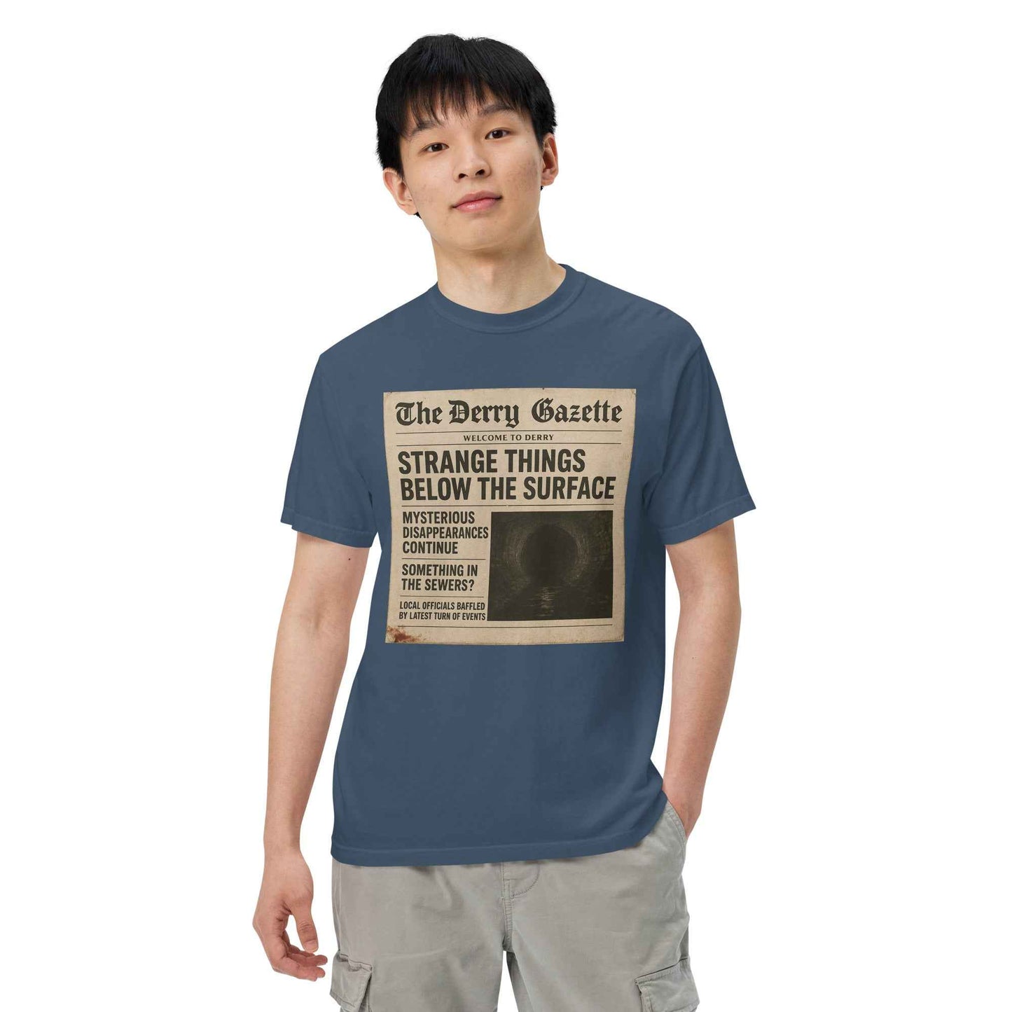 The Derry Gazette “Strange Things Below the Surface” Unisex garment-dyed heavyweight t-shirt