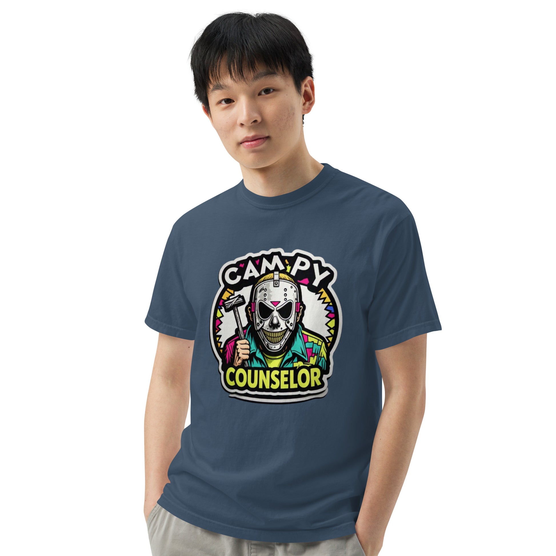 Campy Counselor Unisex garment-dyed heavyweight t-shirt  from Rare Plus Apparel – unique movie & pop culture inspired design.