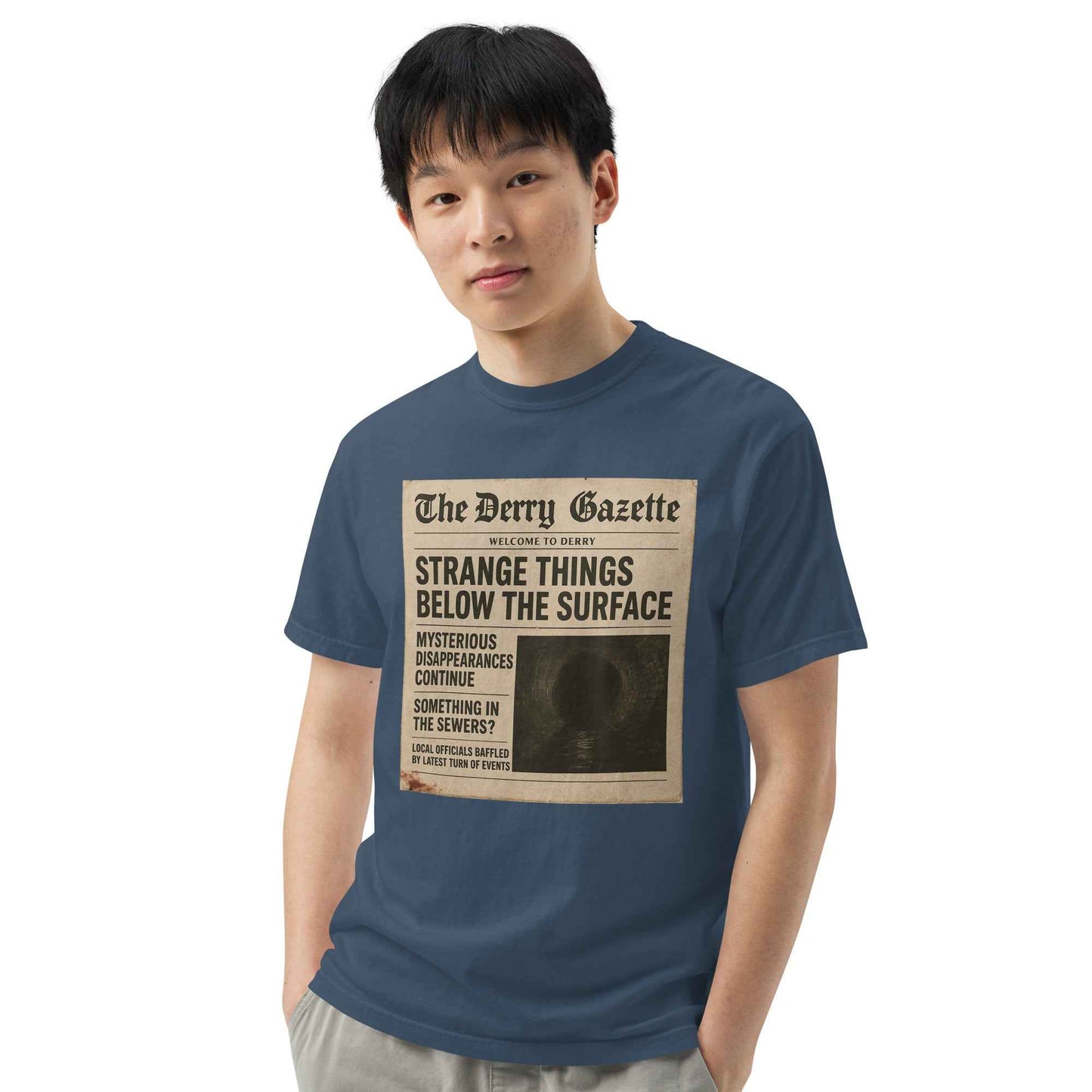 The Derry Gazette “Strange Things Below the Surface” Unisex garment-dyed heavyweight t-shirt