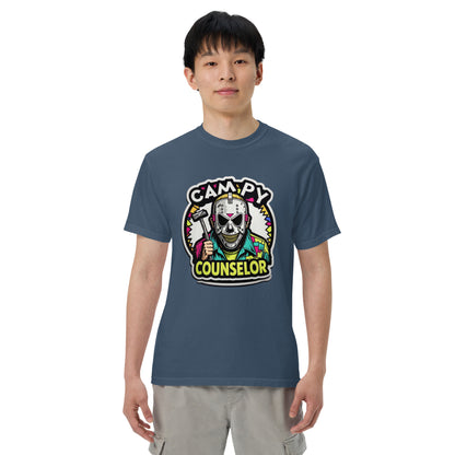 Campy Counselor Unisex garment-dyed heavyweight t-shirt  from Rare Plus Apparel – unique movie & pop culture inspired design.