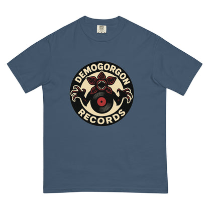 Demogorgon Records Unisex garment-dyed heavyweight t-shirt  from Rare Plus Apparel – unique movie & pop culture inspired design.