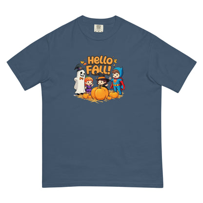 Hello Fall Unisex garment-dyed heavyweight t-shirtx  from Rare Plus Apparel – unique movie & pop culture inspired design.