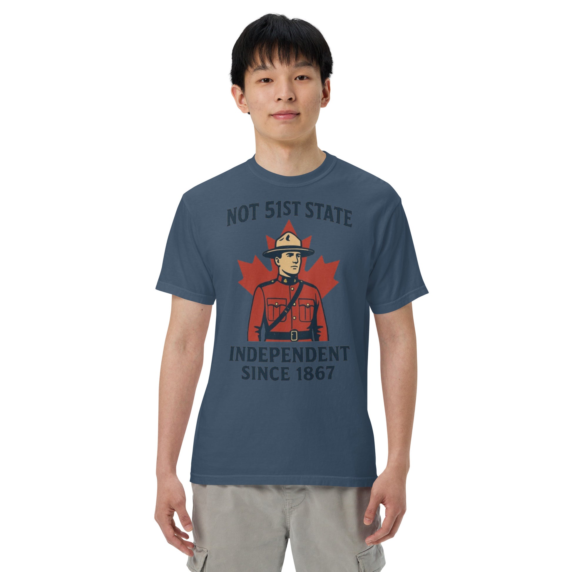 Not 51st State Mountie Unisex garment-dyed heavyweight t-shirt  from Rare Plus Apparel – unique movie & pop culture inspired design.