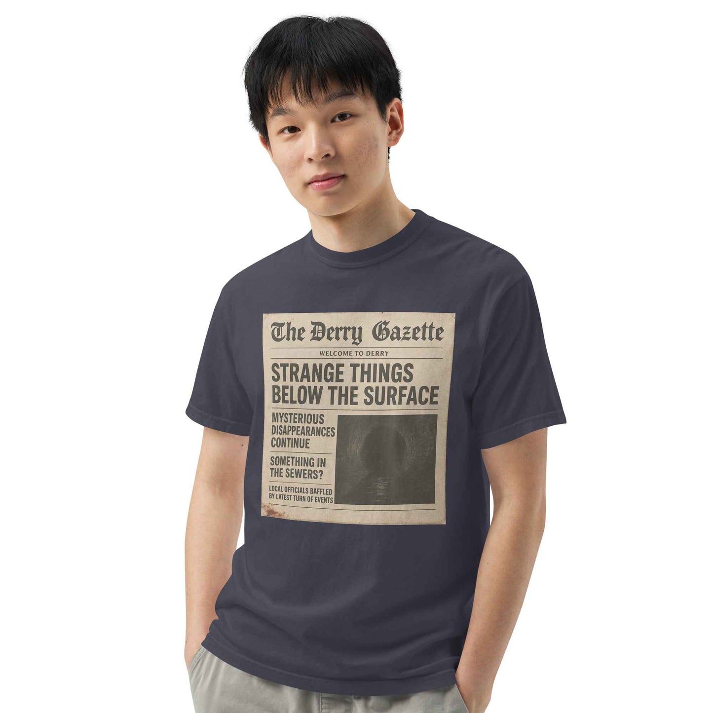 The Derry Gazette “Strange Things Below the Surface” Unisex garment-dyed heavyweight t-shirt