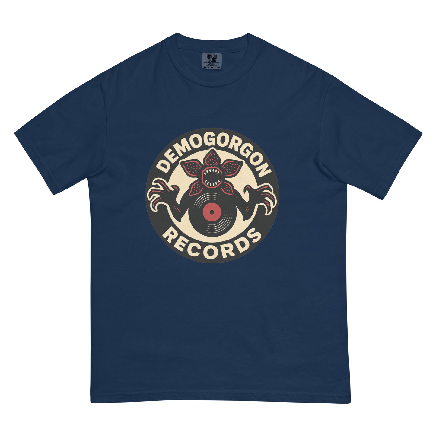 Demogorgon Records Unisex garment-dyed heavyweight t-shirt  from Rare Plus Apparel – unique movie & pop culture inspired design.