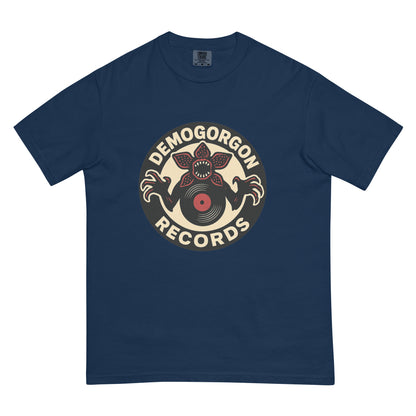 Demogorgon Records Unisex garment-dyed heavyweight t-shirt  from Rare Plus Apparel – unique movie & pop culture inspired design.