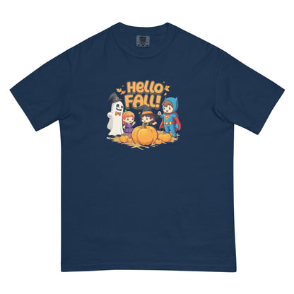 Hello Fall Unisex garment-dyed heavyweight t-shirtx  from Rare Plus Apparel – unique movie & pop culture inspired design.