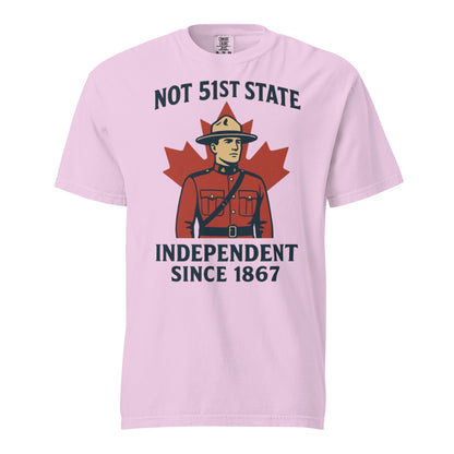 Not 51st State Mountie Unisex garment-dyed heavyweight t-shirt  from Rare Plus Apparel – unique movie & pop culture inspired design.