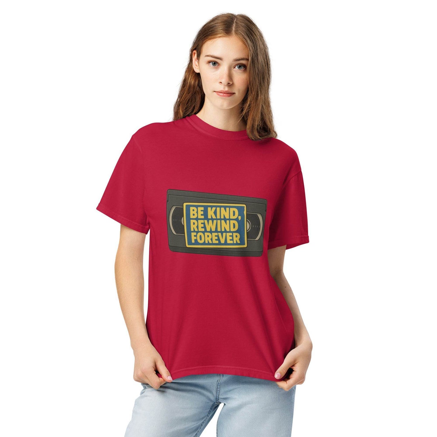 Be Kind, Rewind Forever Unisex garment-dyed heavyweight t-shirt  from Rare Plus Apparel – unique movie & pop culture inspired design.