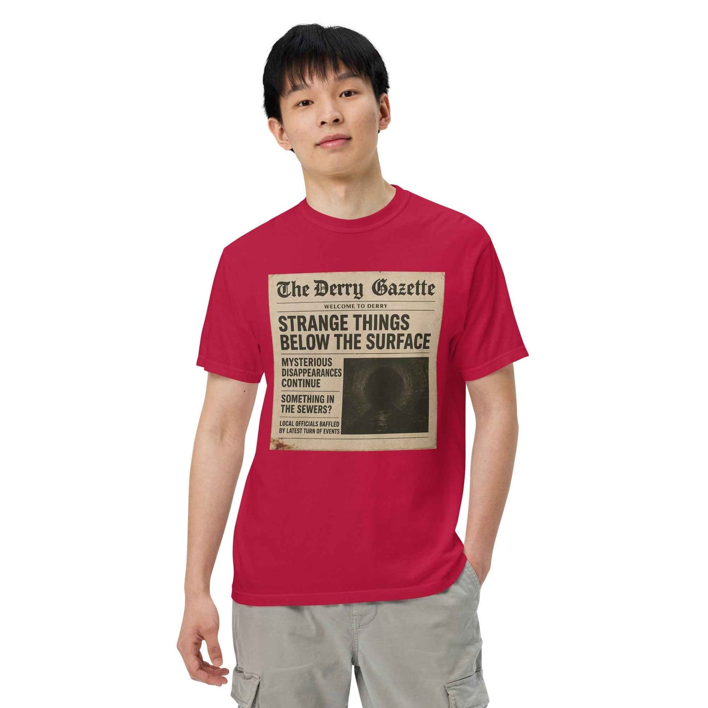The Derry Gazette “Strange Things Below the Surface” Unisex garment-dyed heavyweight t-shirt