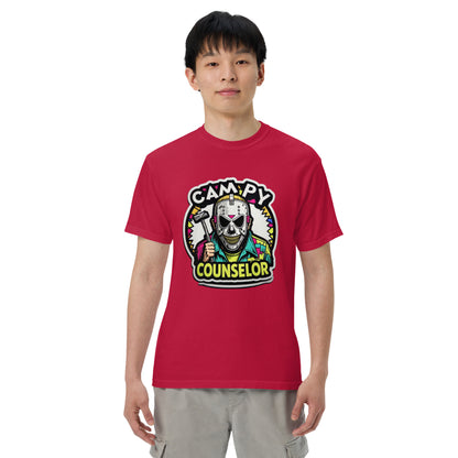 Campy Counselor Unisex garment-dyed heavyweight t-shirt  from Rare Plus Apparel – unique movie & pop culture inspired design.