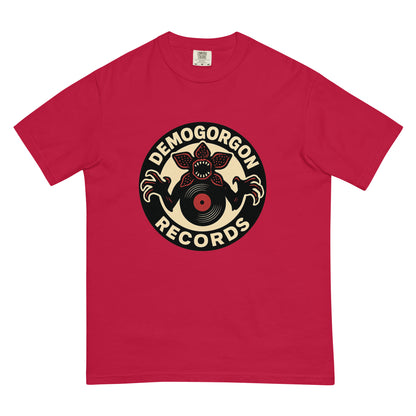 Demogorgon Records Unisex garment-dyed heavyweight t-shirt  from Rare Plus Apparel – unique movie & pop culture inspired design.