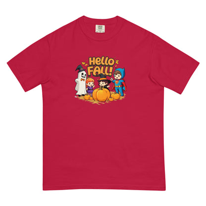 Hello Fall Unisex garment-dyed heavyweight t-shirtx  from Rare Plus Apparel – unique movie & pop culture inspired design.