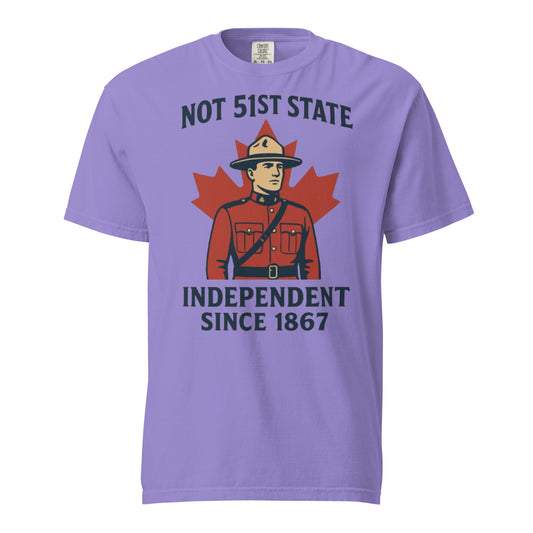 Not 51st State Mountie Unisex garment-dyed heavyweight t-shirt  from Rare Plus Apparel – unique movie & pop culture inspired design.