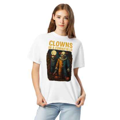 Clowns in a Cornfield Unisex garment-dyed heavyweight t-shirt  from Rare Plus Apparel – unique movie & pop culture inspired design.