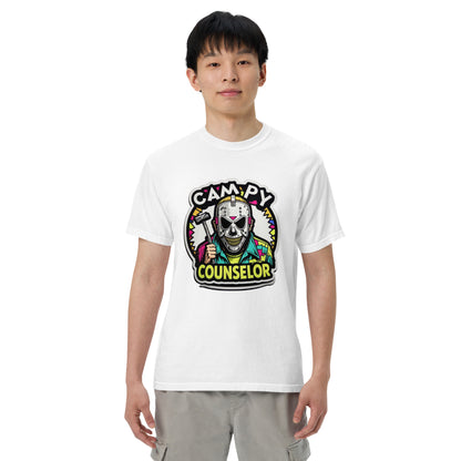 Campy Counselor Unisex garment-dyed heavyweight t-shirt  from Rare Plus Apparel – unique movie & pop culture inspired design.