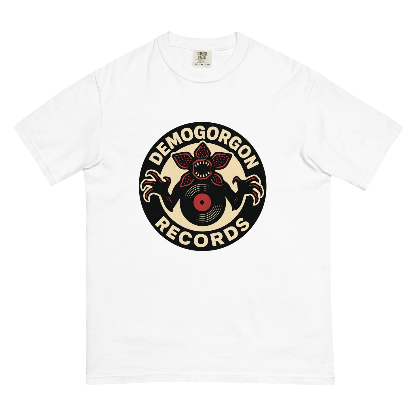 Demogorgon Records Unisex garment-dyed heavyweight t-shirt  from Rare Plus Apparel – unique movie & pop culture inspired design.