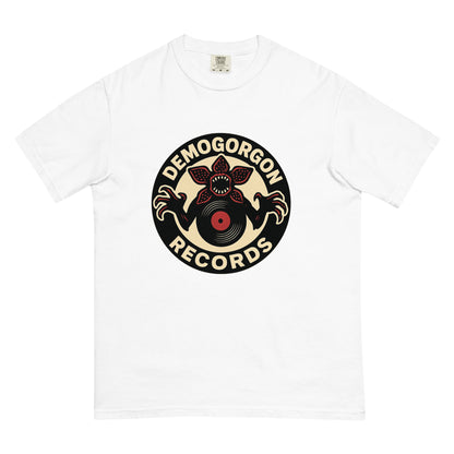 Demogorgon Records Unisex garment-dyed heavyweight t-shirt  from Rare Plus Apparel – unique movie & pop culture inspired design.